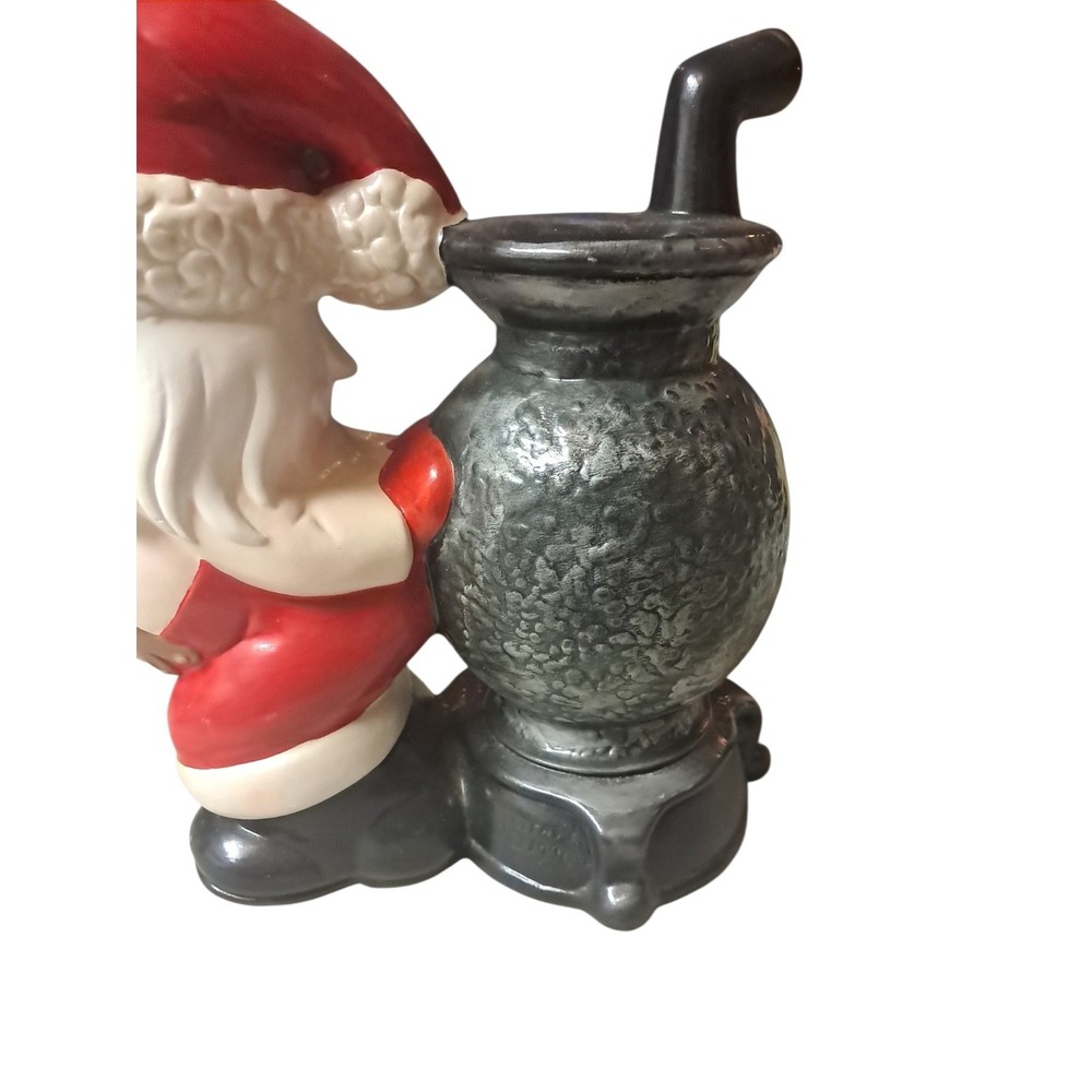 Vtg 1985 Ceramic Santa w Potbelly  Coal Stove Hand Painted Christmas 10.5" Tall - Picture 9 of 13